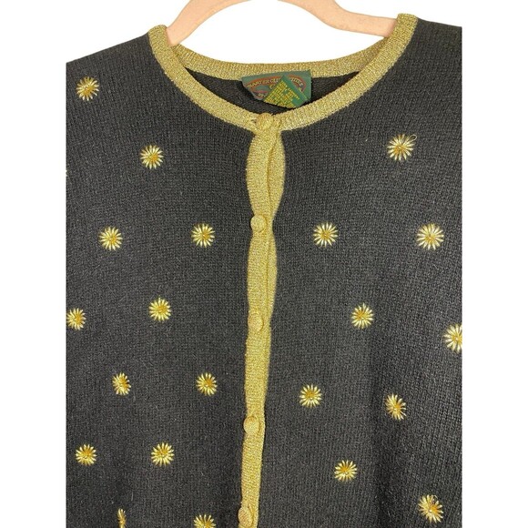 Vintage Charter Club petites by Jane Justin‎  Lambswool Angora Black Cardigan L - Picture 4 of 12